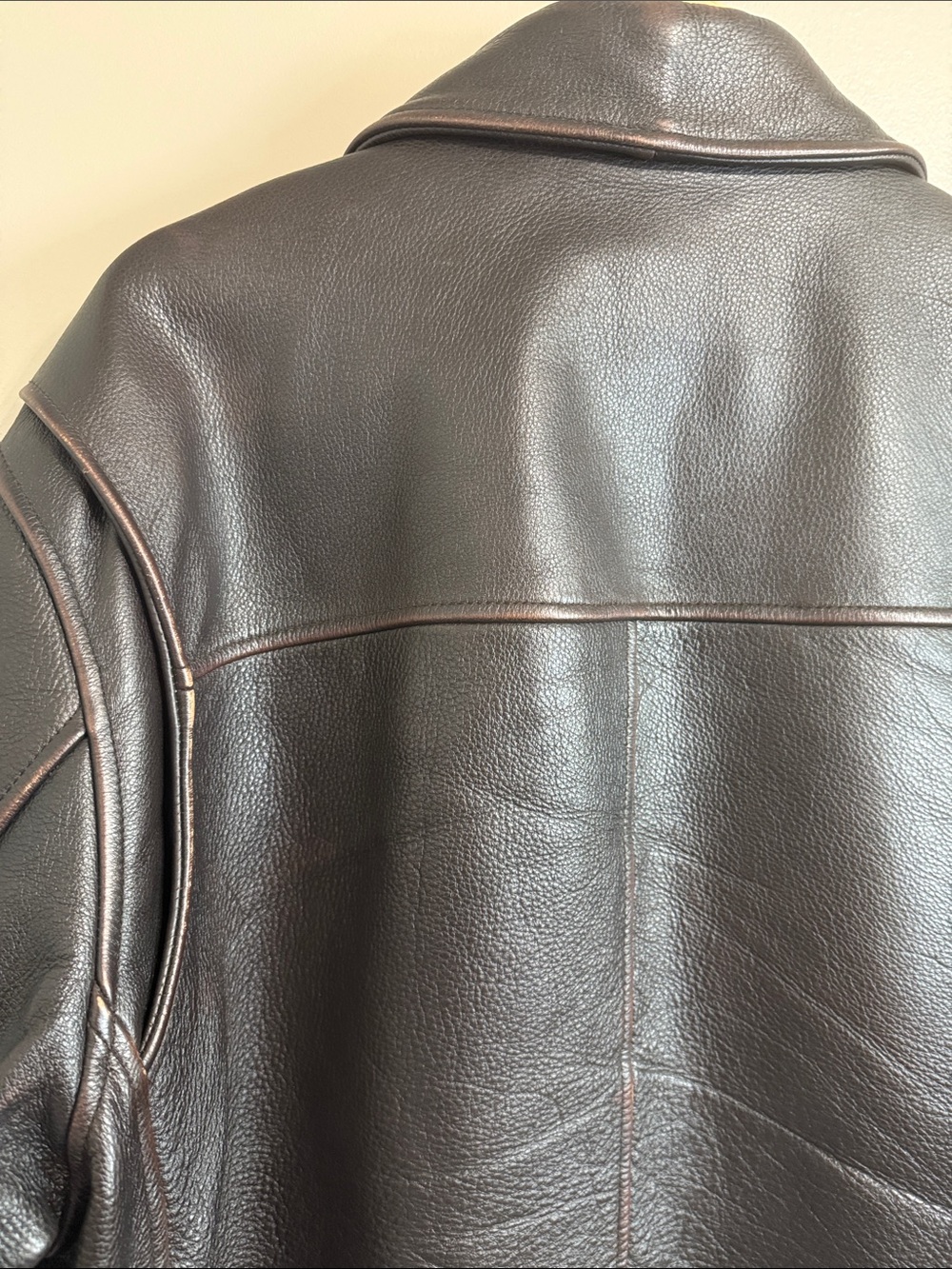 Member’s Mark Men's Brown Leather‎ Bomber Moto Full Zip Jacket Size L - Picture 8 of 14